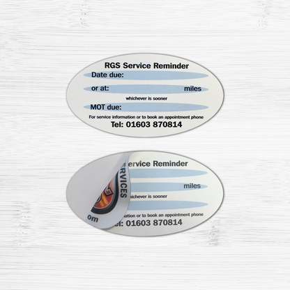 Service Reminder Stickers